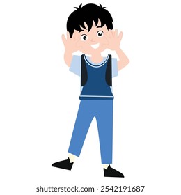 kawaiii boy variant gesture cartoon. back to school