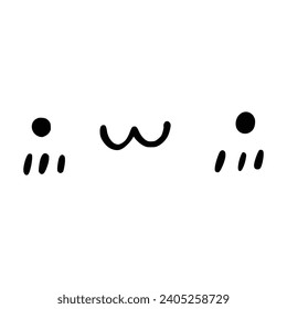 Kawaii's cute face. Manga-style eyes and mouth. Funny cartoon Japanese emoticon in different expressions, mega Big Set. Expression anime character and emoticon face illustration. Background. Print.