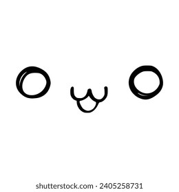 Kawaii's cute face. Manga-style eyes and mouth. Funny cartoon Japanese emoticon in different expressions, mega Big Set. Expression anime character and emoticon face illustration. Background. Print.