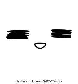 Kawaii's cute face. Manga-style eyes and mouth. Funny cartoon Japanese emoticon in different expressions, mega Big Set. Expression anime character and emoticon face illustration. Background. Print.