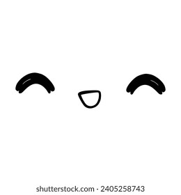 Kawaii's cute face. Manga-style eyes and mouth. Funny cartoon Japanese emoticon in different expressions, mega Big Set. Expression anime character and emoticon face illustration. Background. Print.