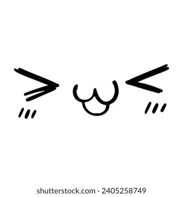 Kawaii's cute face. Manga-style eyes and mouth. Funny cartoon Japanese emoticon in different expressions, mega Big Set. Expression anime character and emoticon face illustration. Background. Print.