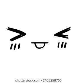 Kawaii's cute face. Manga-style eyes and mouth. Funny cartoon Japanese emoticon in different expressions, mega Big Set. Expression anime character and emoticon face illustration. Background. Print.