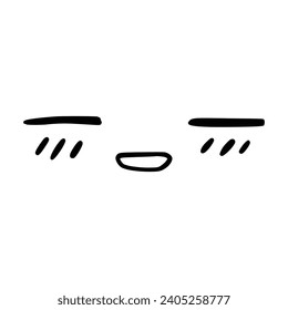 Kawaii's cute face. Manga-style eyes and mouth. Funny cartoon Japanese emoticon in different expressions, mega Big Set. Expression anime character and emoticon face illustration. Background. Print.