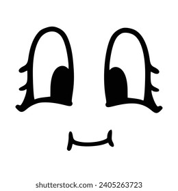 Kawaii's cute face. Manga-style eyes and mouth. Funny cartoon Japanese emoticon in different expressions, Expression anime character and emoticon face illustration. Background. Print.