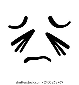 Kawaii's cute face. Manga-style eyes and mouth. Funny cartoon Japanese emoticon in different expressions, Expression anime character and emoticon face illustration. Background. Print.
