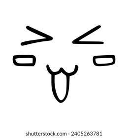 Kawaii's cute face. Manga-style eyes and mouth. Funny cartoon Japanese emoticon in different expressions, Expression anime character and emoticon face illustration. Background. Print.