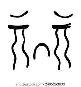 Kawaii's cute face. Manga-style eyes and mouth. Funny cartoon Japanese emoticon in different expressions, Expression anime character and emoticon face illustration. Background. Print.