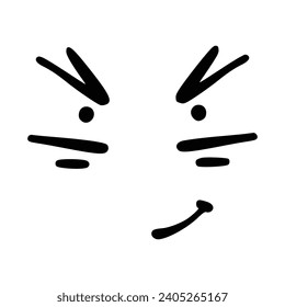 Kawaii's cute face. Manga-style eyes and mouth. Funny cartoon Japanese emoticon in different expressions, mega Big Set. Expression anime character and emoticon face illustration. Background. Print.