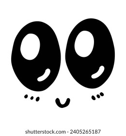 Kawaii's cute face. Manga-style eyes and mouth. Funny cartoon Japanese emoticon in different expressions, mega Big Set. Expression anime character and emoticon face illustration. Background. Print.