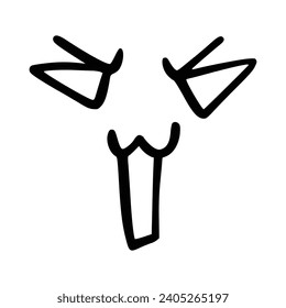 Kawaii's cute face. Manga-style eyes and mouth. Funny cartoon Japanese emoticon in different expressions, mega Big Set. Expression anime character and emoticon face illustration. Background. Print.