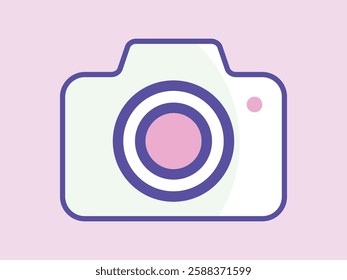 kawaii-style pink background photo camera icon