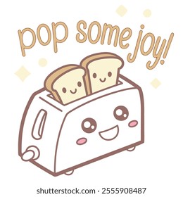 Kawaii-style toaster vector with two smiling slices of bread.
Great for stickers, product branding, kitchen decor, and more.