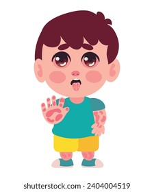kawasaki disease boy illustration isolated