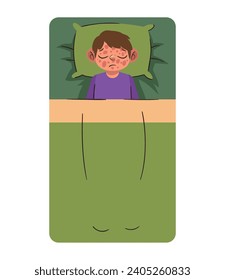 kawasaki disease boy on bed illustration