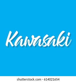kawasaki, text design. Vector calligraphy. Typography poster. Usable as background.