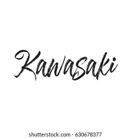 kawasaki, text design. Vector calligraphy. Typography poster. Usable as background.