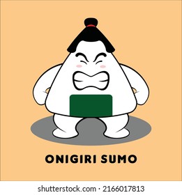 kawii cute onigiri sumo vector design illustration line art
