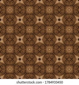 Kawung batik motifs with very distinctive flower patterns and brown color design.