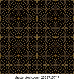 Kawung Batik Pattern, Indonesian Javanese Batik with seamless floral pattern, Vector Background.