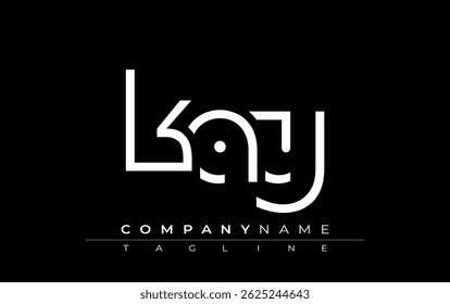 Projeto de carta abstrata KAY. Design de logotipo comercial moderno com tipografia abstrata e estilo contemporâneo