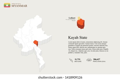 Kayah State vector map of myanmar