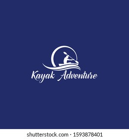 Kayak Adventure Vector Logo Design Template