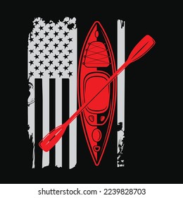 Kayak American Flag funny t-shirt design