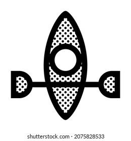 Kayak Boat. Icon Filled with Dots.