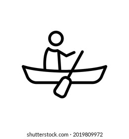 Icono del barco Kayak, gráficos del vector de línea