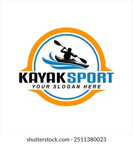 Kayak Bote Kayak Logo Silueta Diseño de Ilustración vectorial Plantilla Vintage Moderno