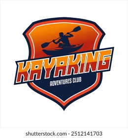 Kayak Bote Kayak Logo Silueta Diseño de Ilustración vectorial Plantilla Vintage Moderno