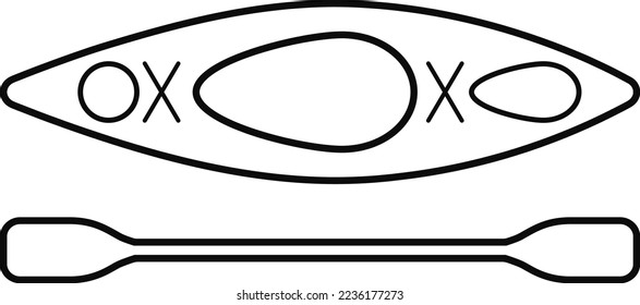 Kayak boat line drawing. Flat vector illustration. 