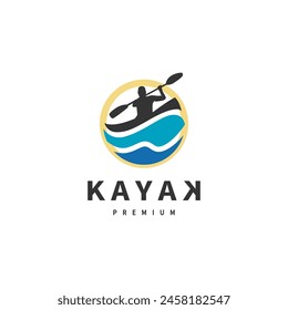 Kayak boat logo design illustration