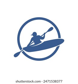 Kayak boat logo icon flat design