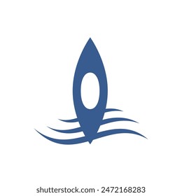 Kayak boat logo icon flat design