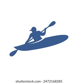 Icono de logotipo de barco de kayak diseño plano