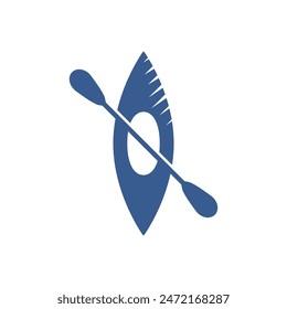 Kayak boat logo icon flat design
