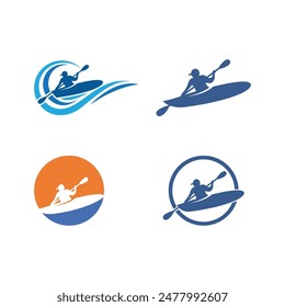 Kayak boat logo icon flat design