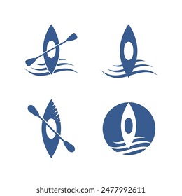 Kayak boat logo icon flat design