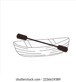 kayak boat with paddle. Canoe vector illustration. A raft for rafting on water. Sport rowing. Isolated on a white background.