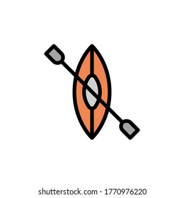Kayak boat, paddle icon. Simple color with outline vector elements of vacation icons for ui and ux, website or mobile application