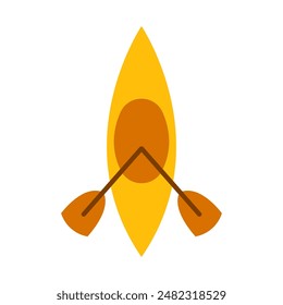 icono de la carrera del bote del kayak dibujo animado del objeto, pegatina Vector plano