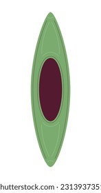 Kayak boat semi flat colour vector object. Canoe vessel. Water sports equipment. Outdoor recreation. Editable cartoon clip art icon on white background. Simple spot illustration for web graphic design