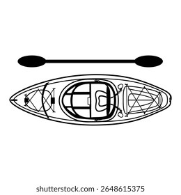 Barco Kayak único sit-in em doodle técnica ilustração vetor 