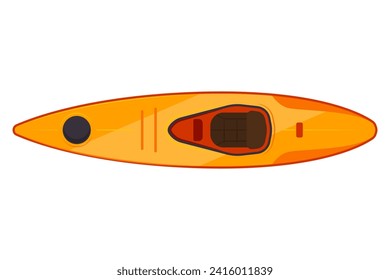 Kayak boat top view vector cartoon illustration isolated on a white background.