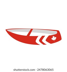 Kayak with Canadian flag on white background. Vector. Flat style.