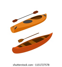Kayak And Canoe Boats Isolated Vector Ilustration