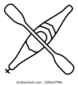 Kayak and canoe emblem in outline style