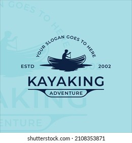 kayak or canoe logo vintage vector illustration template icon graphic design. kayaking sport adventure sign or symbol for business or travel